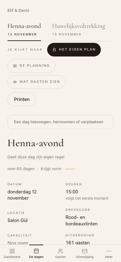 Hetzelfde bord op telefoonformaat.