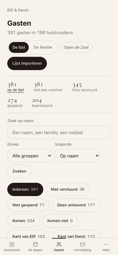 Hetzelfde register op telefoonformaat.