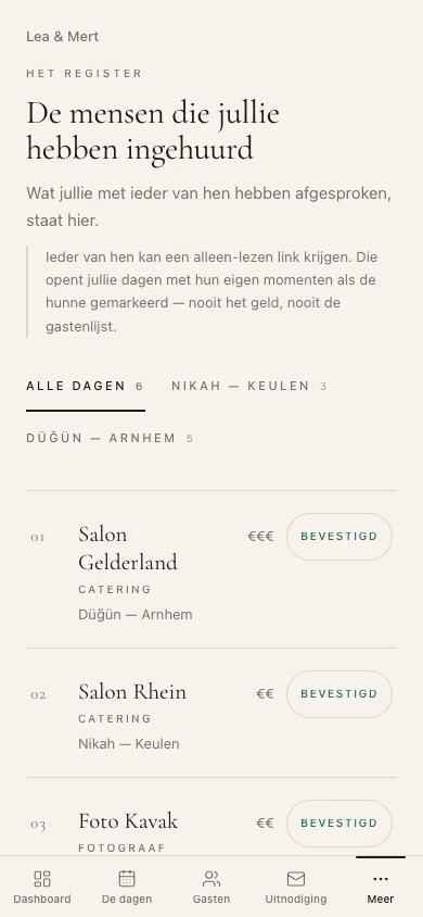 Dezelfde teampagina op telefoonformaat.